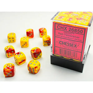 Chessex Dice: Gemini 12mm D6 (36) - Red-Yellow/Silver 