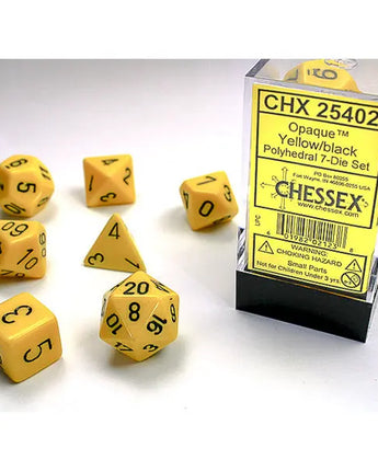 Chessex Dice: Opaque 7-Die RPG Set - Yellow/Black 