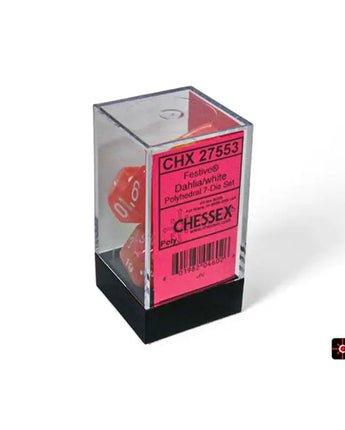Chessex Dice: Festive 7-Die RPG Set - Dahlia/White 