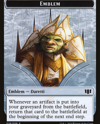 Emblem - Daretti, Scrap Savant // Tuktuk the Returned Double-Sided Token