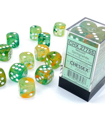 Chessex Dice: Luminary 16mm D6 (12) - Spring/White 