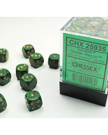 Chessex Dice: Speckled 12mm D6 (36) - Golden Recon 
