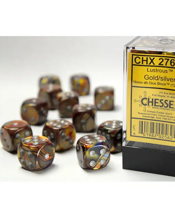 Chessex Dice: Special 16mm D6 (12) - Lustrous: Gold/Silver 