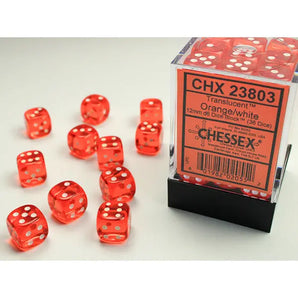 Chessex Dice: Translucent 12mm D6 (36) - Orange/White 