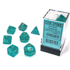 Chessex Dice: Luminary 7-Die RPG Set - Teal/Gold 