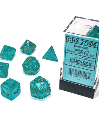 Chessex Dice: Luminary 7-Die RPG Set - Teal/Gold 
