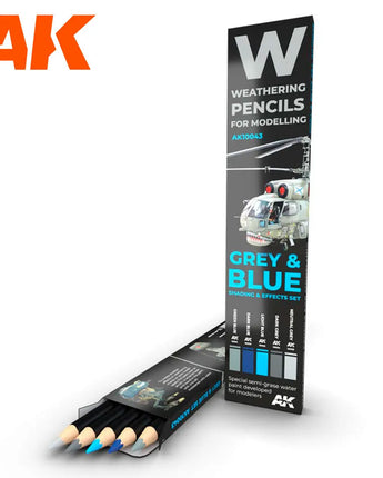 Weathering Pencils: Grey & Blue Shading & Effects Set (5 Colors) 