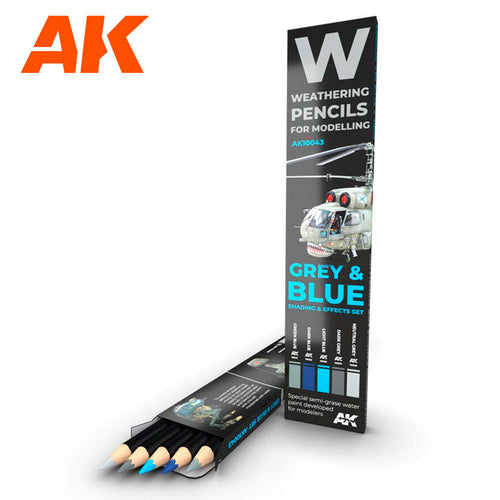 Weathering Pencils: Grey & Blue Shading & Effects Set (5 Colors)