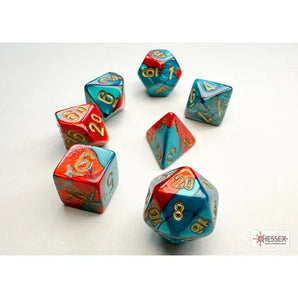 Chessex Dice: Mini 7-Die RPG Set - Gemini: Red-Teal/Gold 