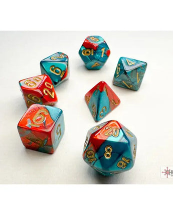 Chessex Dice: Mini 7-Die RPG Set - Gemini: Red-Teal/Gold 