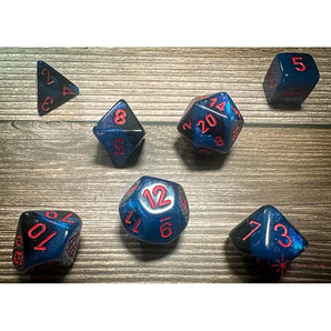 Chessex Dice: Gemini 7-Die RPG Set - Black-Starlight/Red 