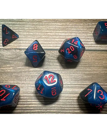 Chessex Dice: Gemini 7-Die RPG Set - Black-Starlight/Red 