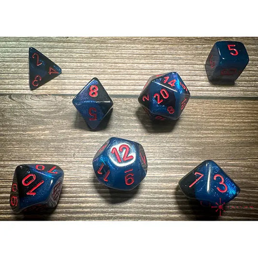 Chessex Dice: Gemini 7-Die RPG Set - Black-Starlight/Red 