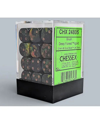 Chessex Dice: Brushed 12mm D6 (36) - Deep Forest 