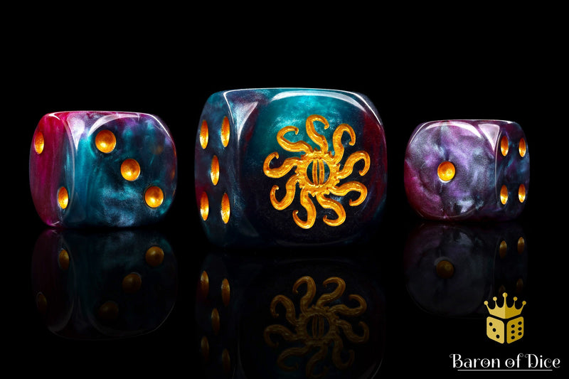 Load image into Gallery viewer, Cult of Knowledge Dice - Teal &amp; Purple
