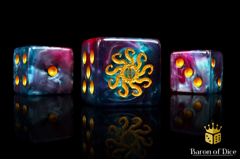 Load image into Gallery viewer, Cult of Knowledge Dice - Teal &amp; Purple
