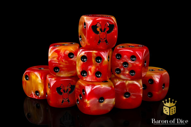 Load image into Gallery viewer, Skull Grinders Dice - Fiery Hell
