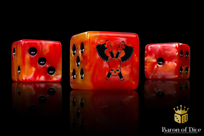 Load image into Gallery viewer, Skull Grinders Dice - Fiery Hell
