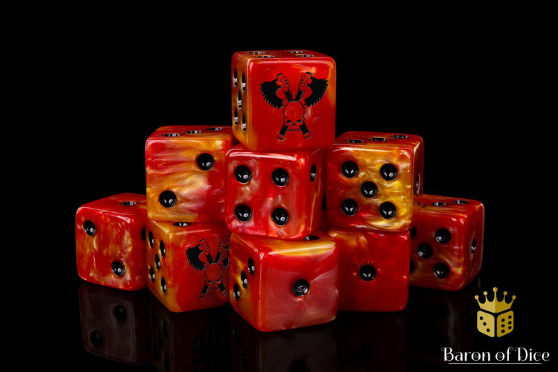 Load image into Gallery viewer, Skull Grinders Dice - Fiery Hell
