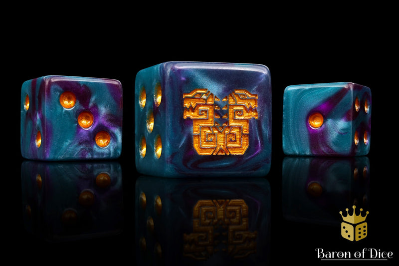 Load image into Gallery viewer, Mayan Lizard Dice
