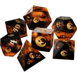 The Crooked Moon: 7CT Golden Sharp Resin Polyhedral Dice Set 