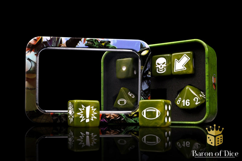 Load image into Gallery viewer, Diseased - Bloody Football Dice (Set of 7)
