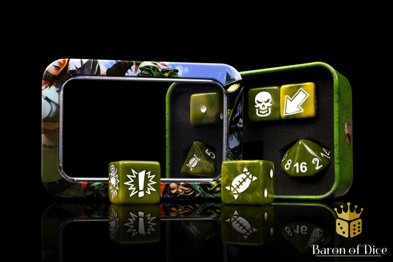 Load image into Gallery viewer, Diseased - Bloody Football Dice (Set of 7)
