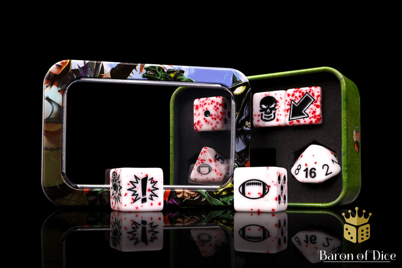 Load image into Gallery viewer, Murderous - Bloody Football Dice (Set of 7)
