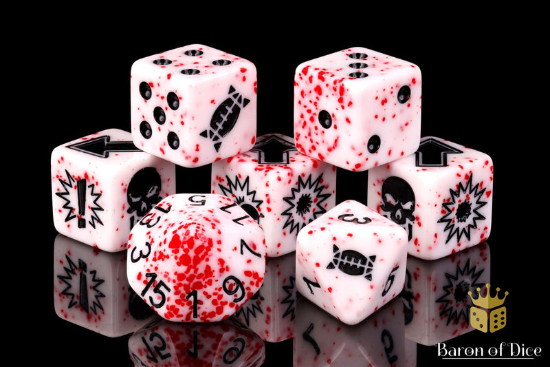 Load image into Gallery viewer, Murderous - Bloody Football Dice (Set of 7)
