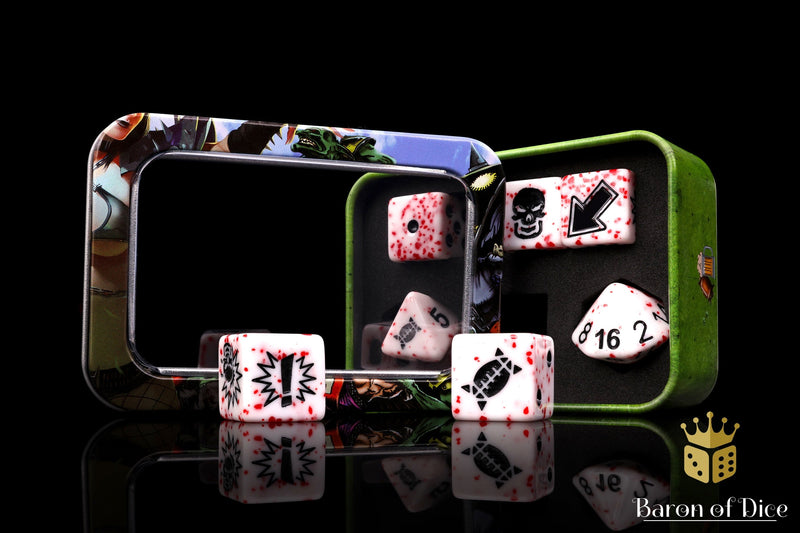 Load image into Gallery viewer, Murderous - Bloody Football Dice (Set of 7)
