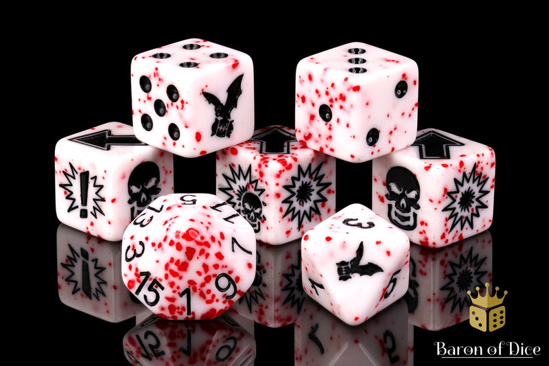 Load image into Gallery viewer, Murderous - Bloody Football Dice (Set of 7)
