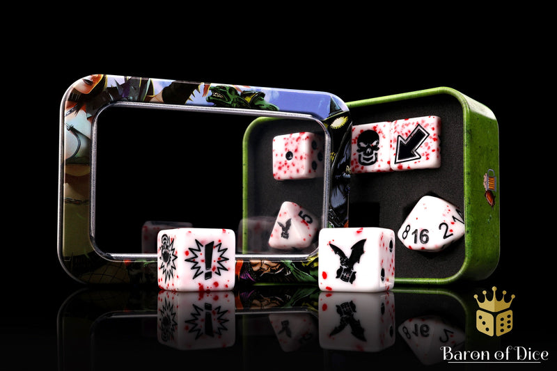 Load image into Gallery viewer, Murderous - Bloody Football Dice (Set of 7)
