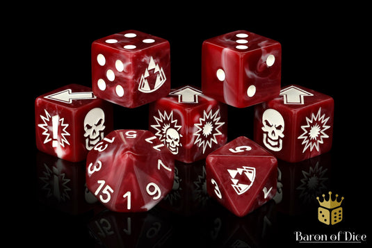 Blood Red - Bloody Football Dice (Set of 7)