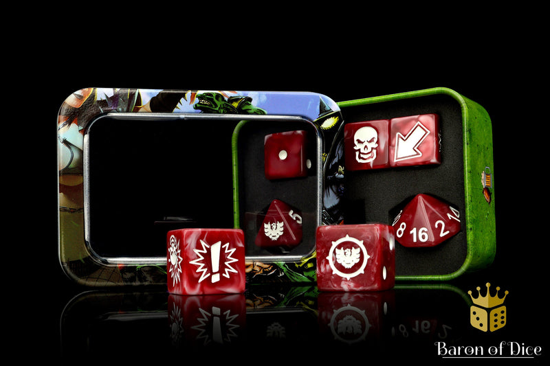 Load image into Gallery viewer, Blood Red - Bloody Football Dice (Set of 7)
