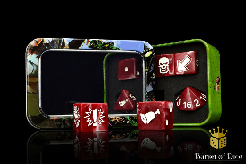 Load image into Gallery viewer, Blood Red - Bloody Football Dice (Set of 7)
