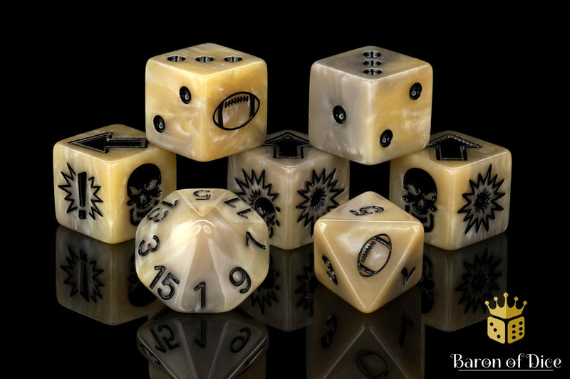 Load image into Gallery viewer, Bone - Bloody Football Dice (Set of 7)
