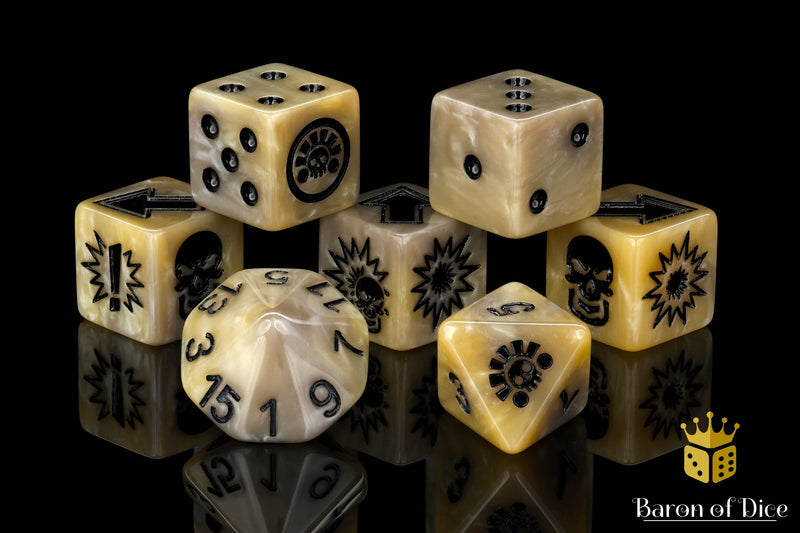 Load image into Gallery viewer, Bone - Bloody Football Dice (Set of 7)
