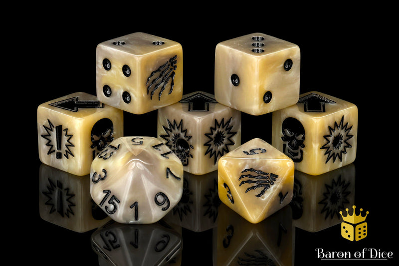 Load image into Gallery viewer, Bone - Bloody Football Dice (Set of 7)
