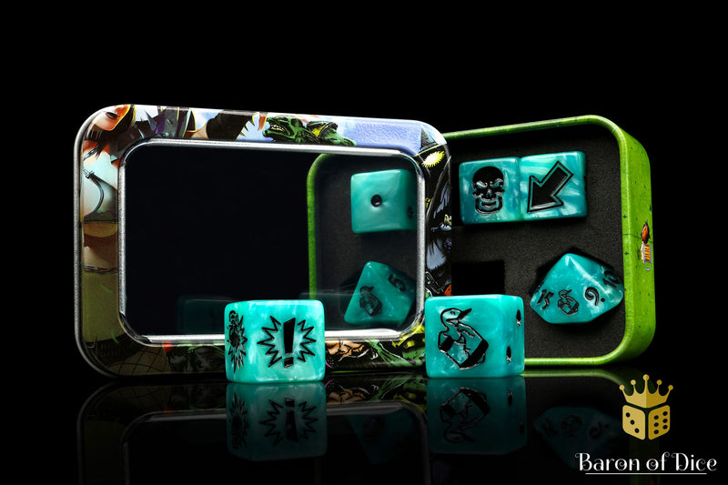 Load image into Gallery viewer, Ethereal Blue - Bloody Football Dice (Set of 7)
