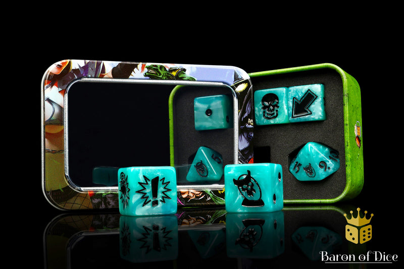 Load image into Gallery viewer, Ethereal Blue - Bloody Football Dice (Set of 7)
