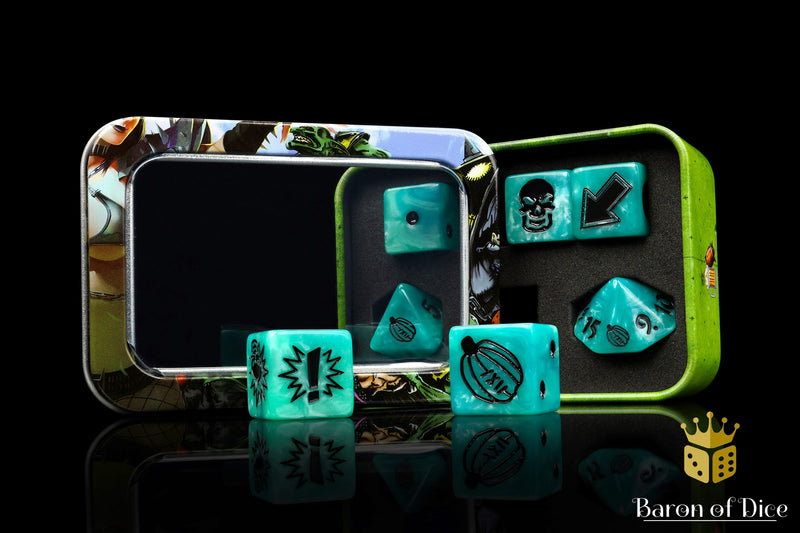 Load image into Gallery viewer, Ethereal Blue - Bloody Football Dice (Set of 7)
