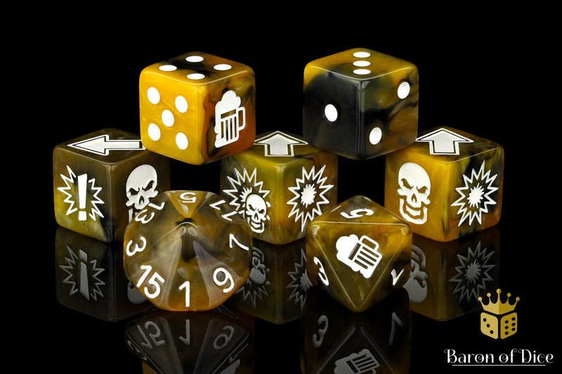 Load image into Gallery viewer, Glorious Ale - Bloody Football Dice (Set of 7)
