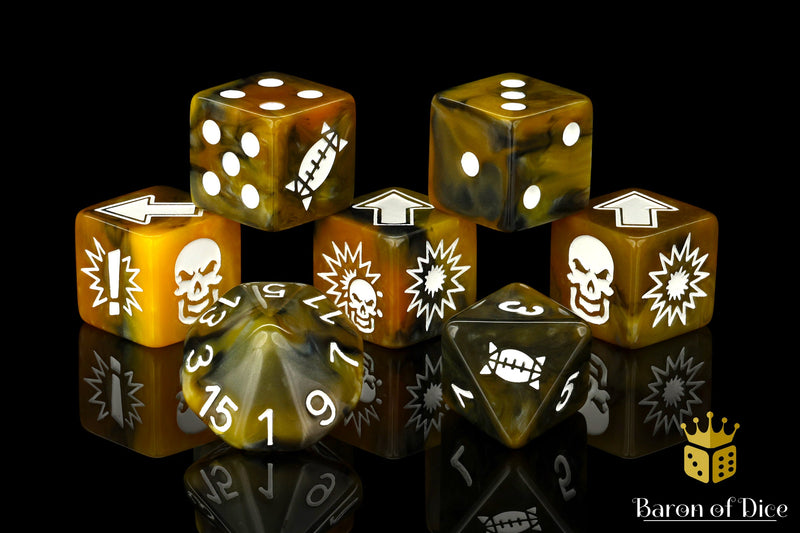 Load image into Gallery viewer, Glorious Ale - Bloody Football Dice (Set of 7)
