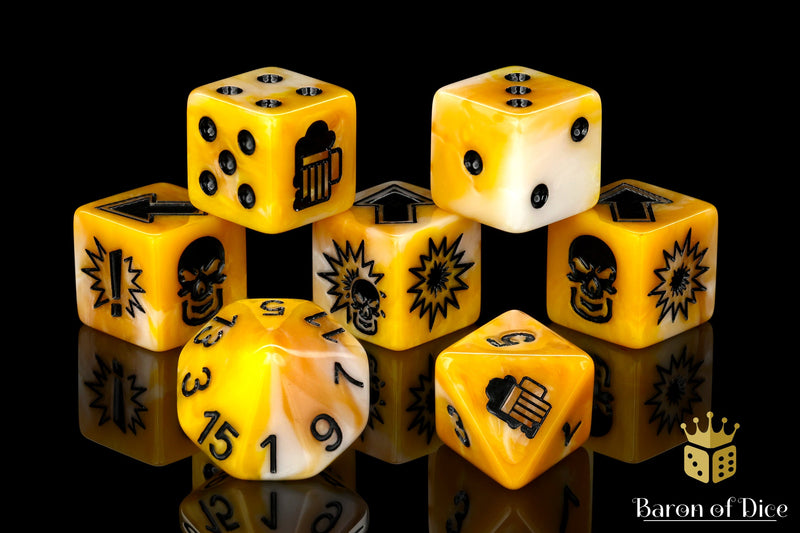 Load image into Gallery viewer, Go for Gold - Bloody Football Dice (Set of 7)
