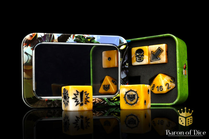 Load image into Gallery viewer, Go for Gold - Bloody Football Dice (Set of 7)
