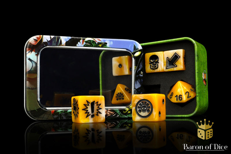 Load image into Gallery viewer, Go for Gold - Bloody Football Dice (Set of 7)
