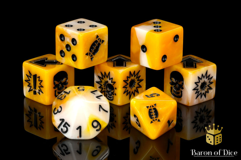 Load image into Gallery viewer, Go for Gold - Bloody Football Dice (Set of 7)
