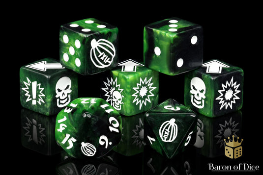 Warp Green - Bloody Football Dice (Set of 7)