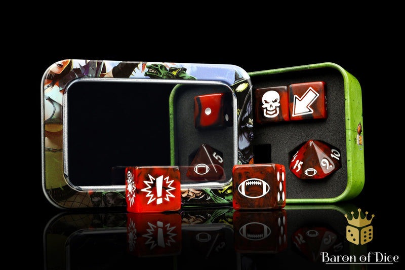 Load image into Gallery viewer, Chaos Red - Bloody Football Dice (Set of 7)
