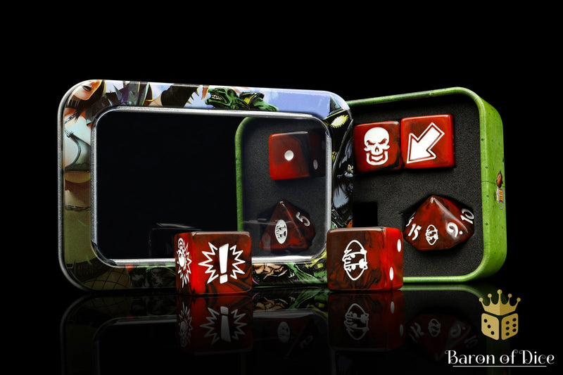 Load image into Gallery viewer, Chaos Red - Bloody Football Dice (Set of 7)
